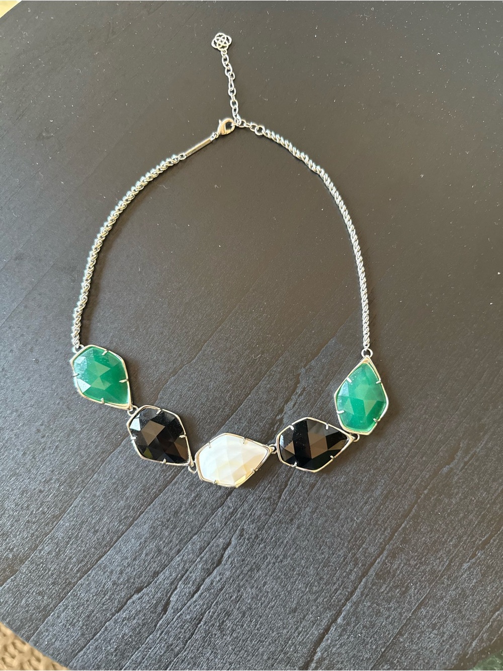Kendra Scott Faceted Necklace in Green, Black & White